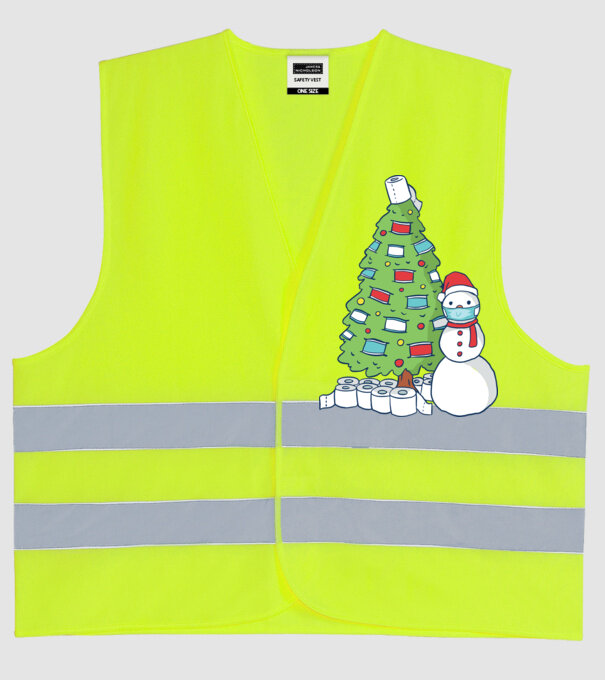 Brad De Crăciun model galben neon pe tricou