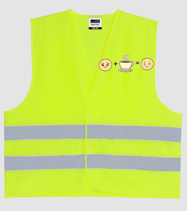 Cafea Fericire model galben neon pe tricou