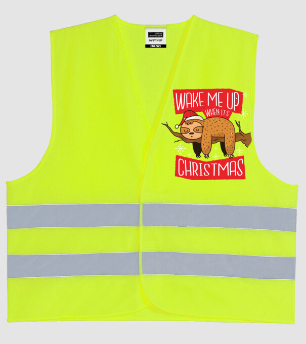 Treziți-mă când e Crăciunul model galben neon pe tricou