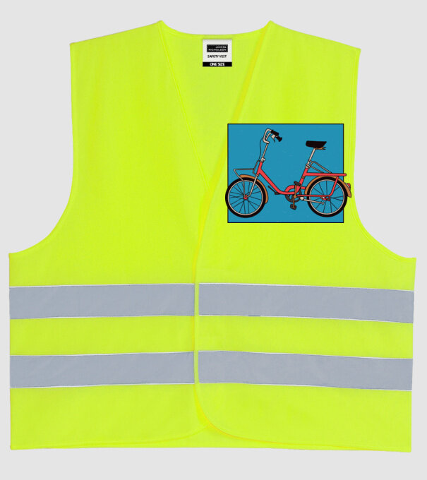 Bicicletă Camping model galben neon pe tricou