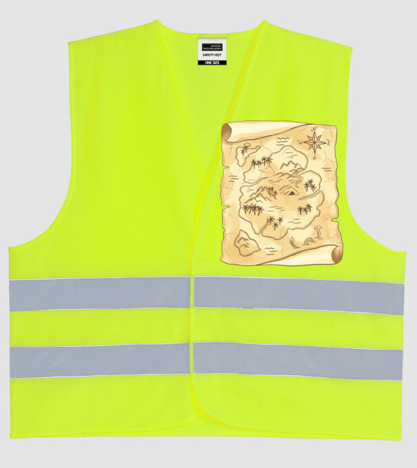 Hartă cu comori model galben neon pe tricou