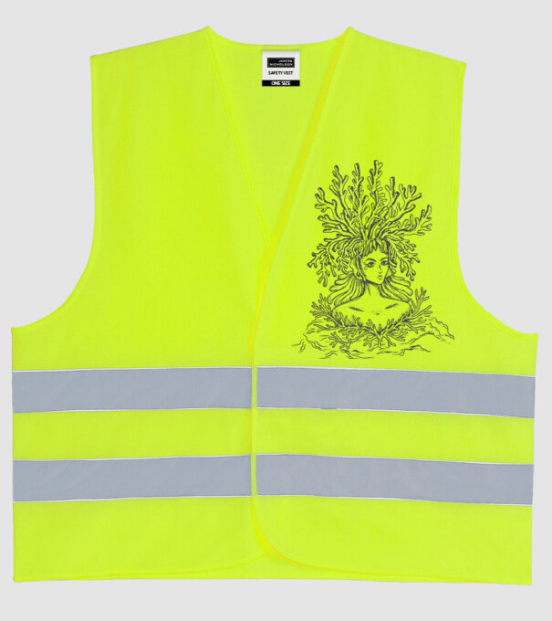 Cap de femeie Coral model galben neon pe tricou