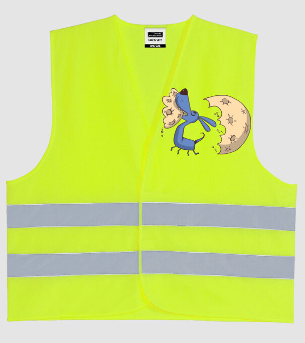 Câine Luna Mușcătură model galben neon pe tricou