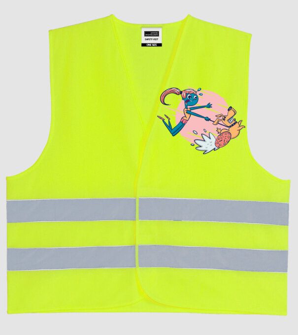 Plimbarea câinilor model galben neon pe tricou