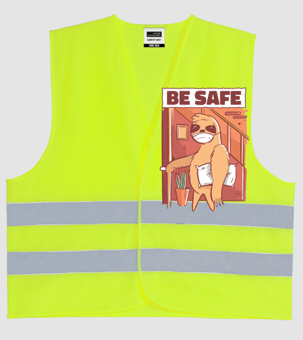 Leneș Be Safe model galben neon pe tricou