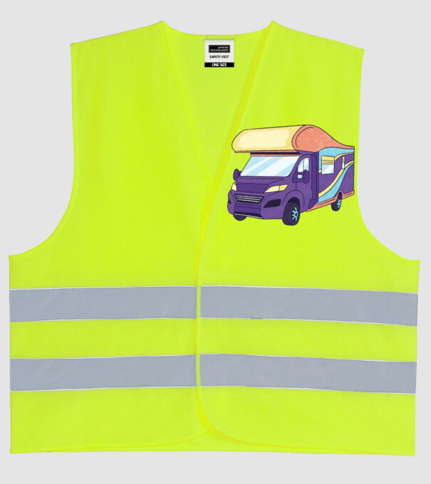 Autorulotă model galben neon pe tricou