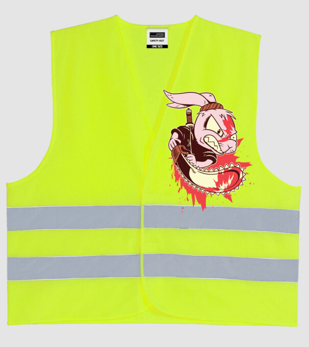 Iepuraș cu drujbă model galben neon pe tricou