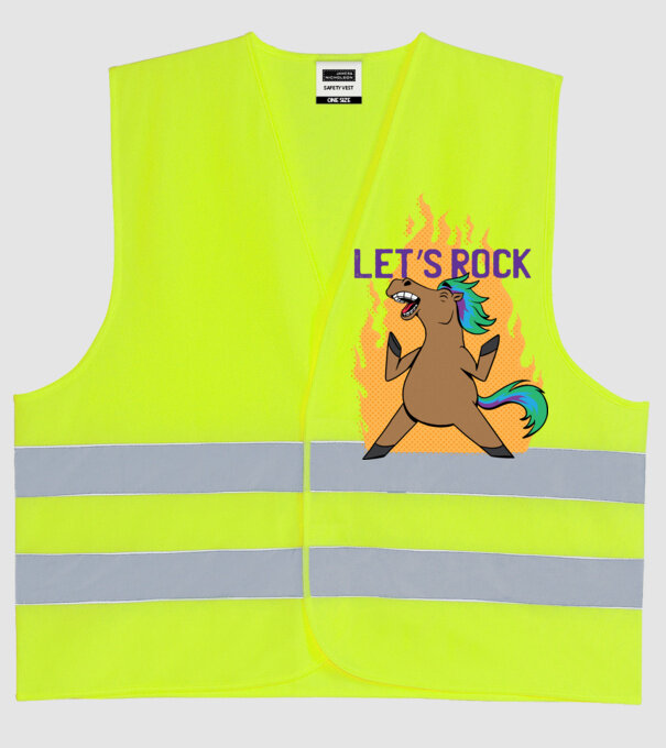 'Let''s Rock - Călăreț' model galben neon pe tricou