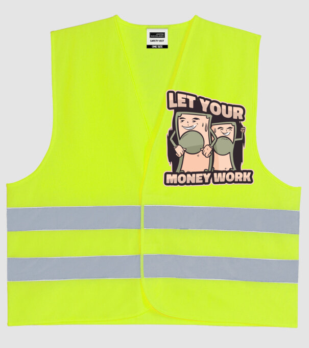 Let your money work model galben neon pe tricou