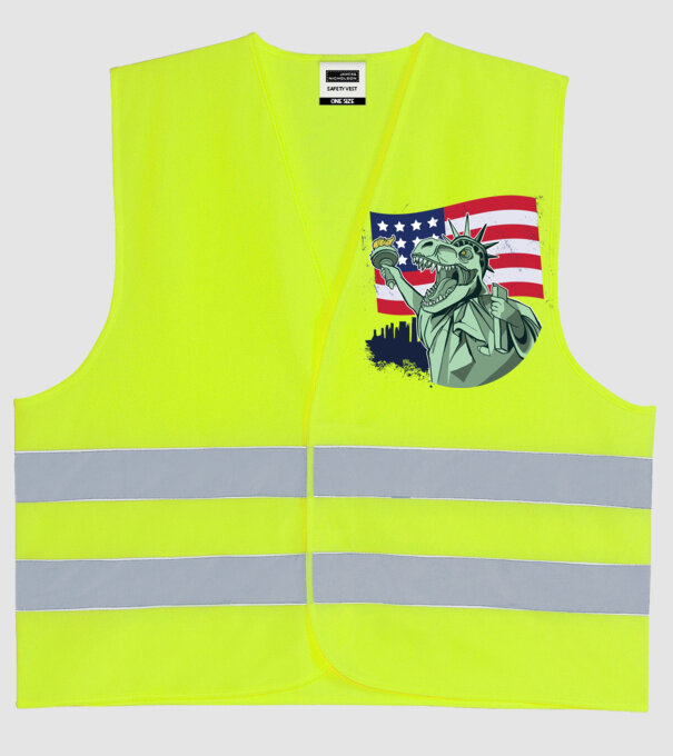 Liberty-Rex SUA Dinozaur model galben neon pe tricou