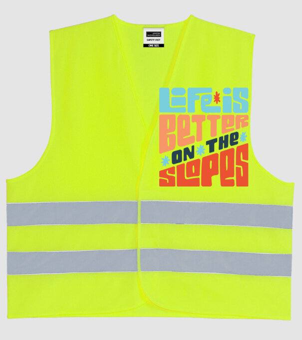 Life is better on the slopes - Snowboard model galben neon pe tricou