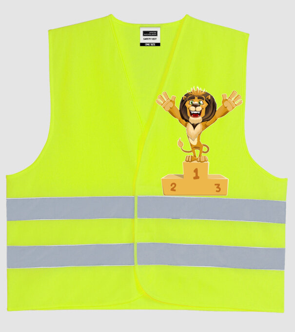 lion champion model galben neon pe tricou