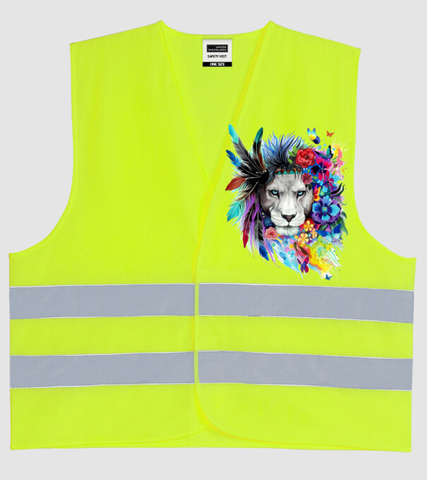 lion color jungle model galben neon pe tricou