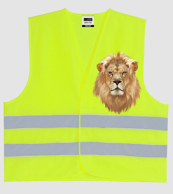 lion head paint model galben neon pe tricou