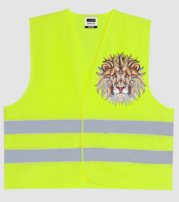 lion octopus model galben neon pe tricou