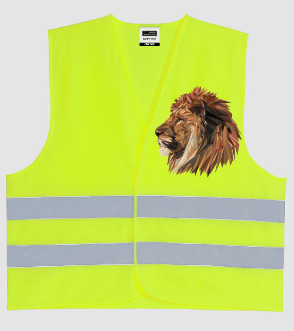lion polygon model galben neon pe tricou