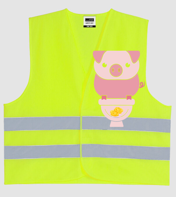 Little Pig model galben neon pe tricou