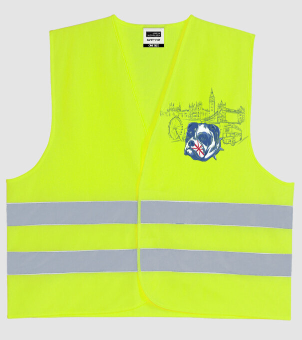 London Bulldog model galben neon pe tricou