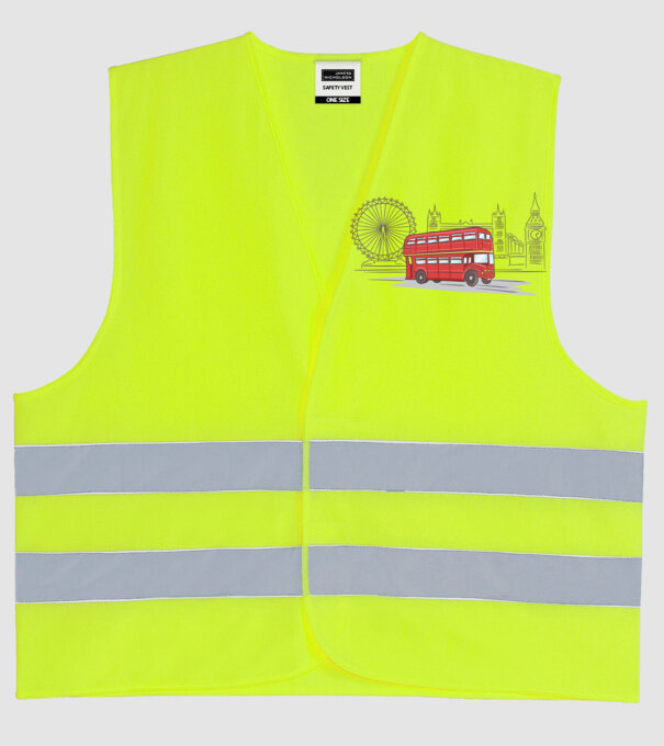 London Bus model galben neon pe tricou