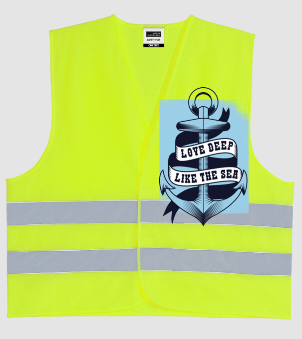 'Love deep like the sea ancoră dragoste Valentine''s Day' model galben neon pe tricou