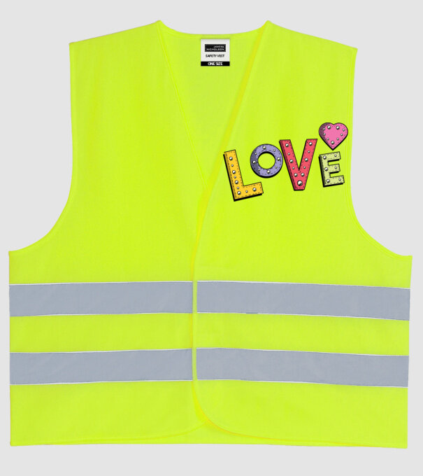 'Inscripție Love pentru Valentine''s Day' model galben neon pe tricou