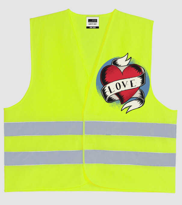 'Love Tatuaj pentru Valentine''s Day' model galben neon pe tricou
