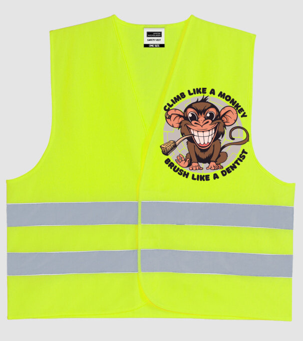 Periuță de dinți maimuță model galben neon pe tricou