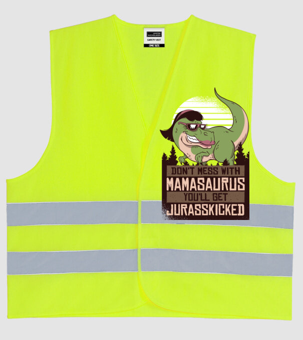 Mamasaurus tricou cu dinozaur model galben neon pe tricou