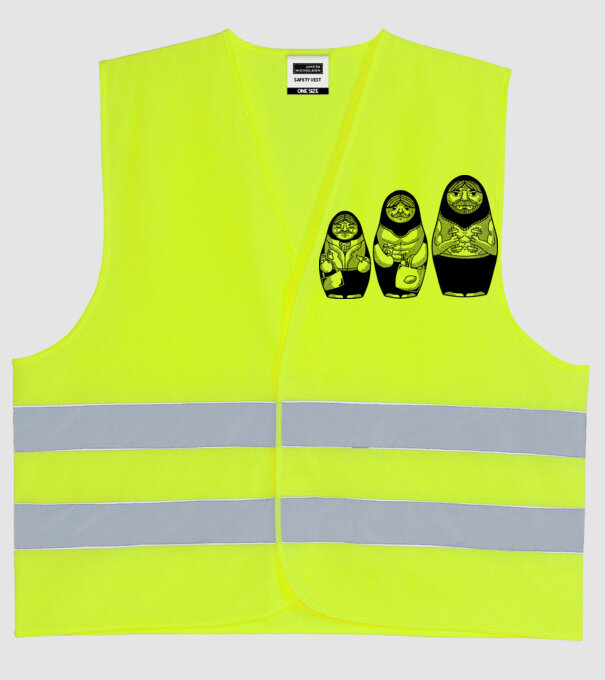 Păpuși Mamushka model galben neon pe tricou