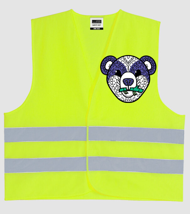 Mandala Panda model galben neon pe tricou