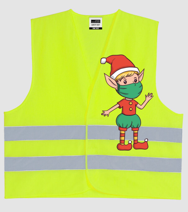 Elf cu mască model galben neon pe tricou