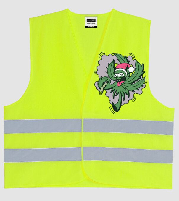 Marijuana Santa model galben neon pe tricou