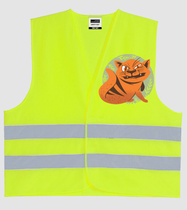 Pisică Supărată model galben neon pe tricou