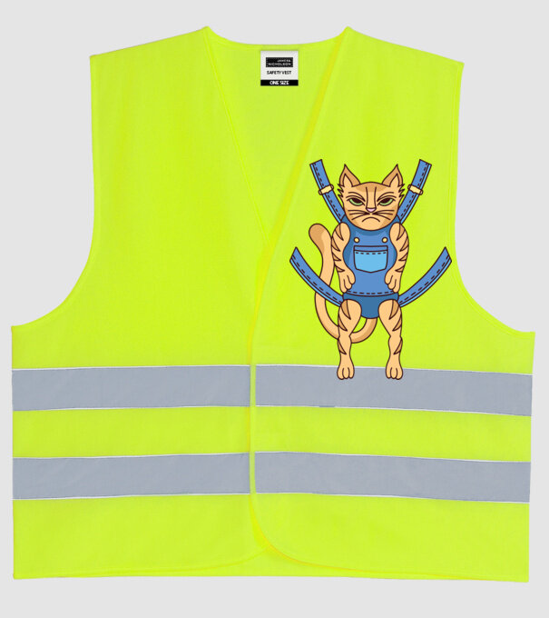 Pisică Supărată model galben neon pe tricou