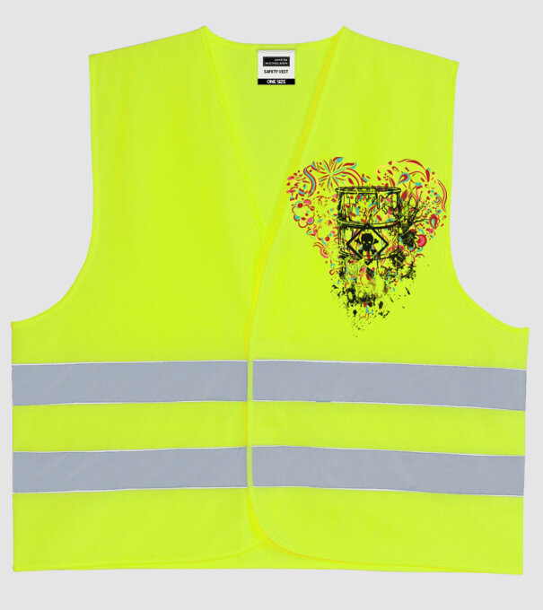 Inimă otrăvită model galben neon pe tricou
