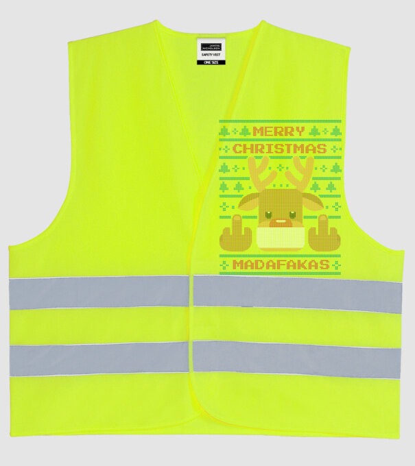 Merry Christmas Madafakas model galben neon pe tricou