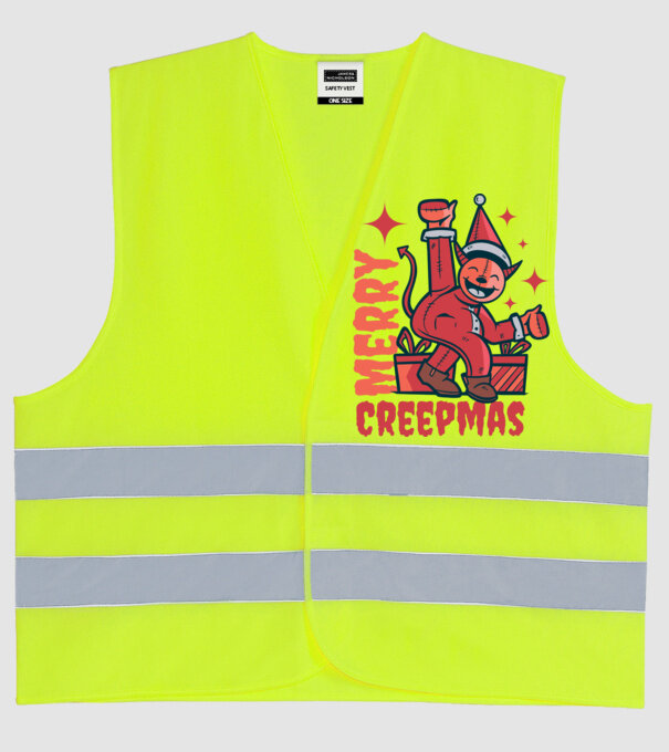 Merry Creepmas model galben neon pe tricou