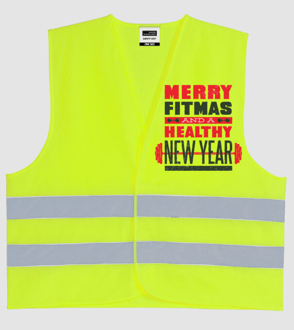 Merry Fitmas and a Healthy New Year tricou amuzant antrenament model galben neon pe tricou