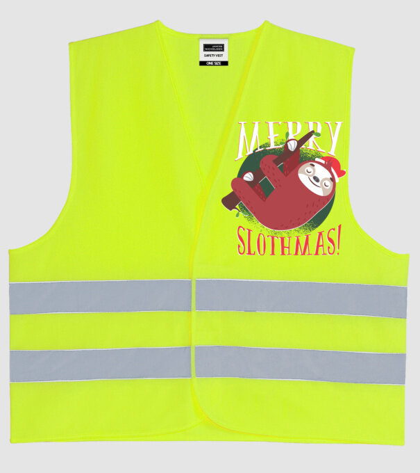 Merry Slothmas Crăciun cu Leneș model galben neon pe tricou