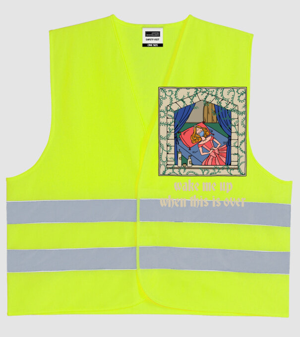 Prințesă de basm cu mască model galben neon pe tricou