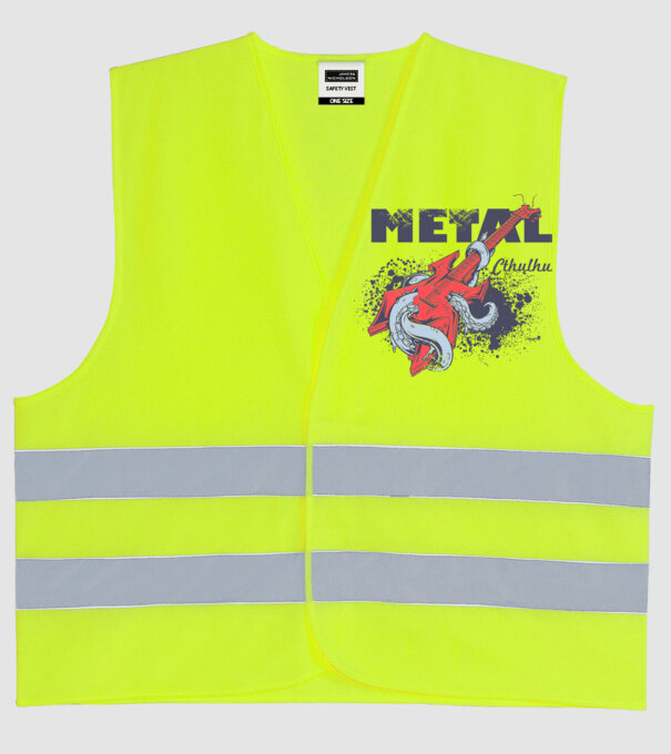 Metal Cthulhu model galben neon pe tricou