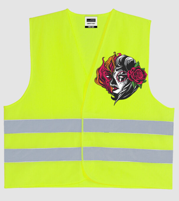 Fată Mexicană Demon model galben neon pe tricou