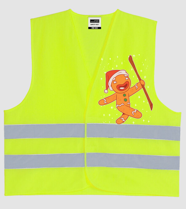 Turtă dulce Moș Crăciun tricou model galben neon pe tricou