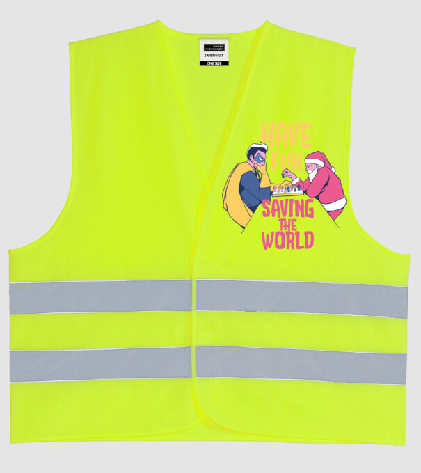 Moș Crăciun și șah super-erou - tricou de Crăciun amuzant model galben neon pe tricou