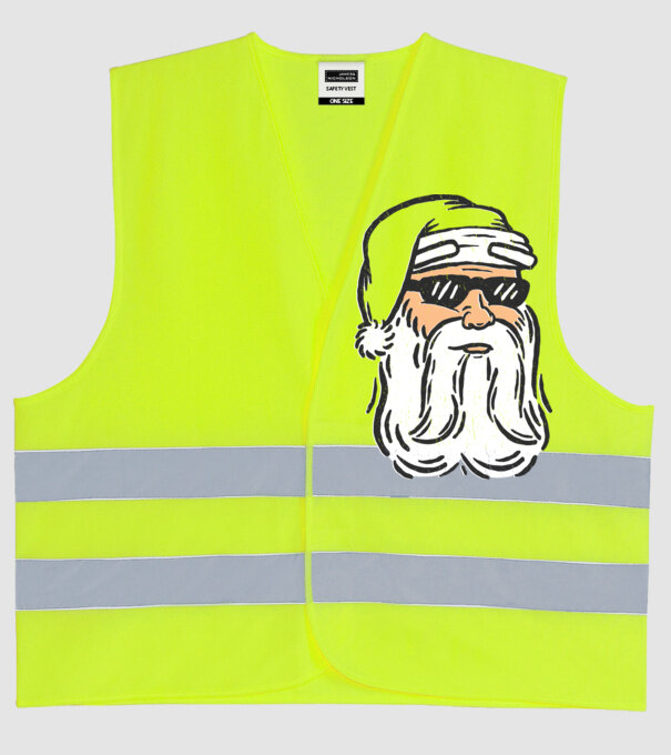 Cap Moș Crăciun model galben neon pe tricou