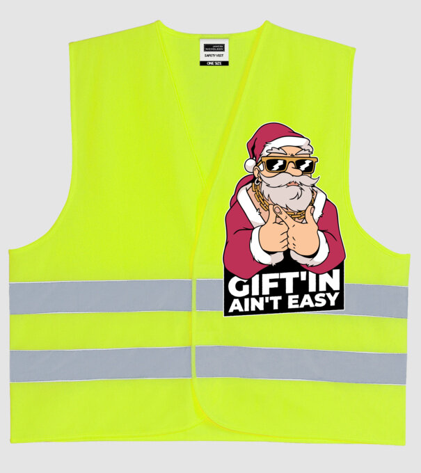 Moș Crăciun Gangster - tricou amuzant Crăciun model galben neon pe tricou