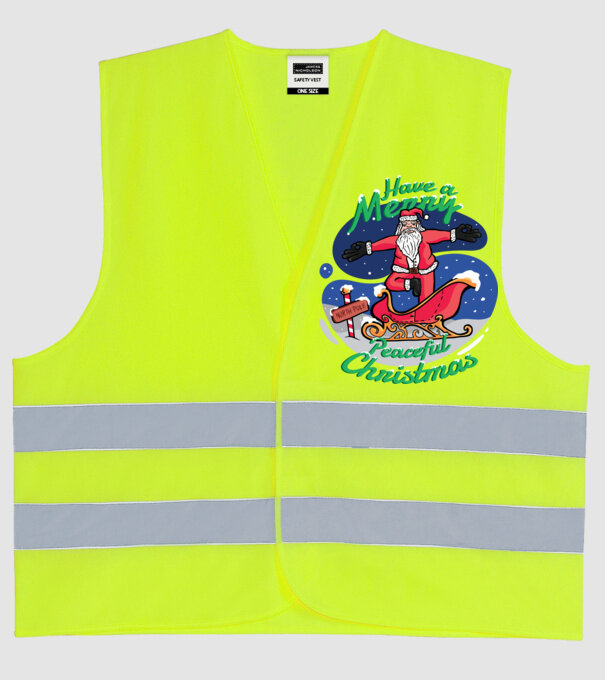 Moș Crăciun Yoga model galben neon pe tricou