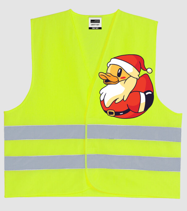 Tricou Moș Crăciun Rață model galben neon pe tricou