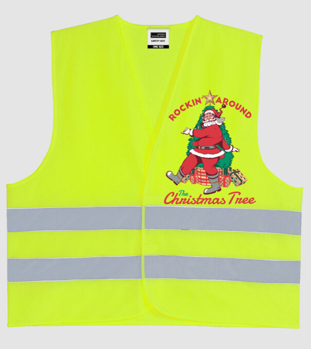 Moș Crăciun dans de Crăciun model galben neon pe tricou