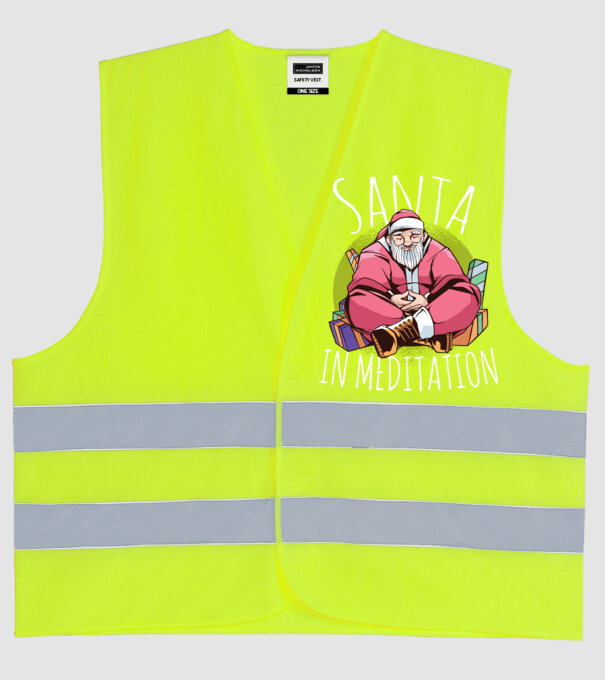 Tricou de Crăciun Moș Crăciun meditație model galben neon pe tricou